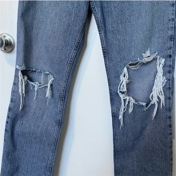 Agolde Lana Distressed Straight-Leg Jeans Backdrop Blue size 28 - Picture 6 of 16